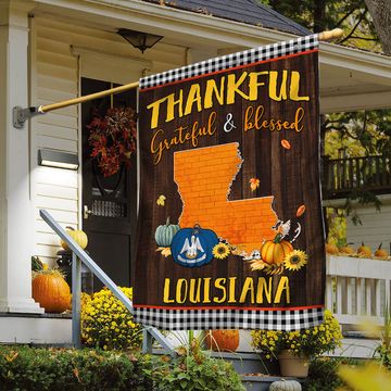 Discover Louisiana Fall Flag Thankful Grateful and Blessed, Louisiana home and garden decor