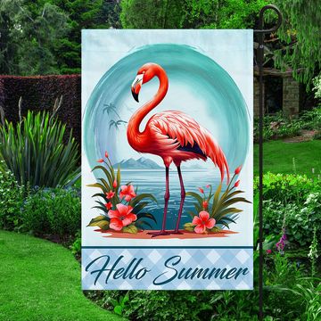 Discover Flamingo Hello Summer Flag