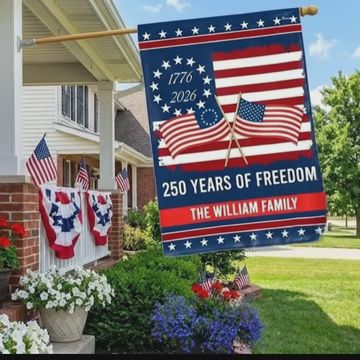 Discover Personalized 250 Years of Freedom Flag, 250th Anniversary Decorative Flag