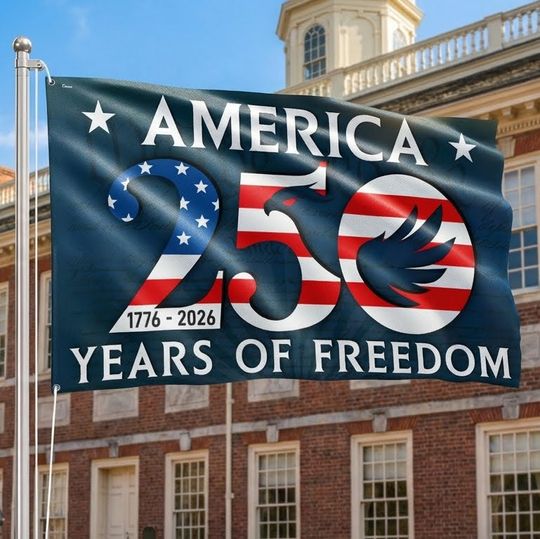 250 Years of Freedom American Grommet Flag, 1776 2026 America with Patriotic Eagle Decor