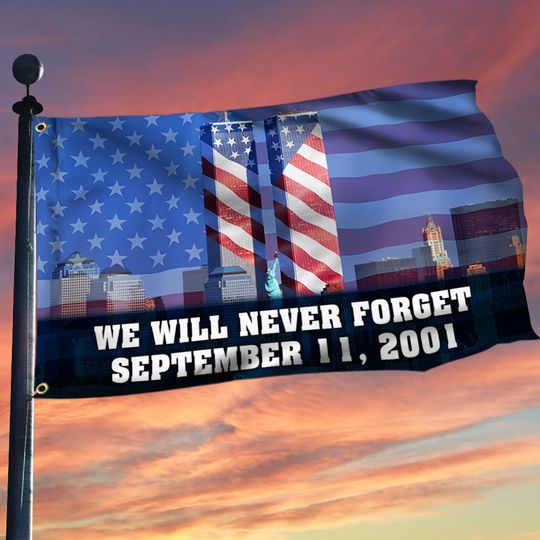 911 Patriot Day Grommet Flag September 11 Attacks Never Forget 9/11