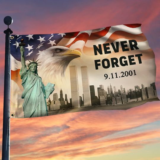 911 Flag Never Forget September 11 American Patriotic Grommet Flag