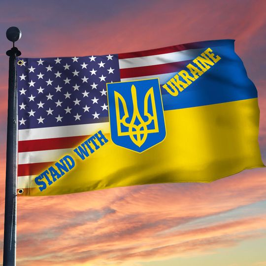 Stand With Ukraine Grommet Flag
