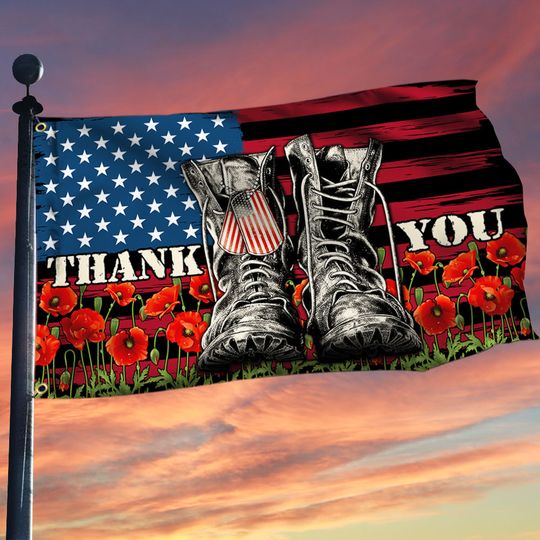 Veteran Boots Thank You Veteran Grommet Flag