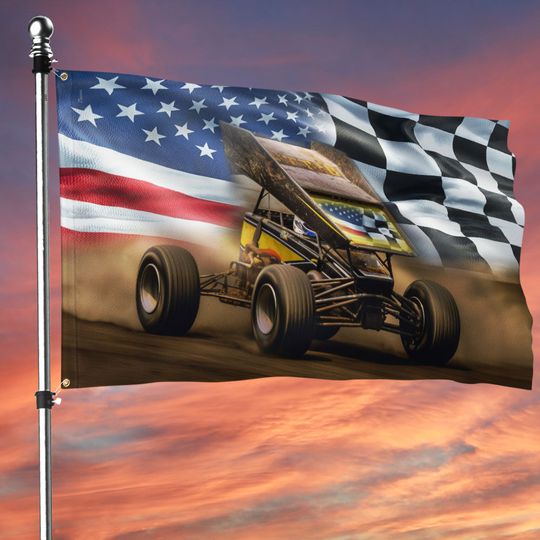 Sprint Car Dirt Track Racing American Grommet Flag