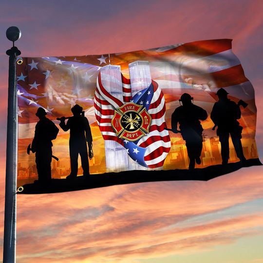 911 Patriot Day 343 Firefighters Grommet Flag September 11 Attacks Never Forget 9/11