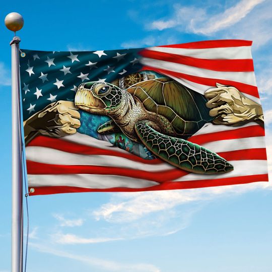 Turtle American Grommet Flag