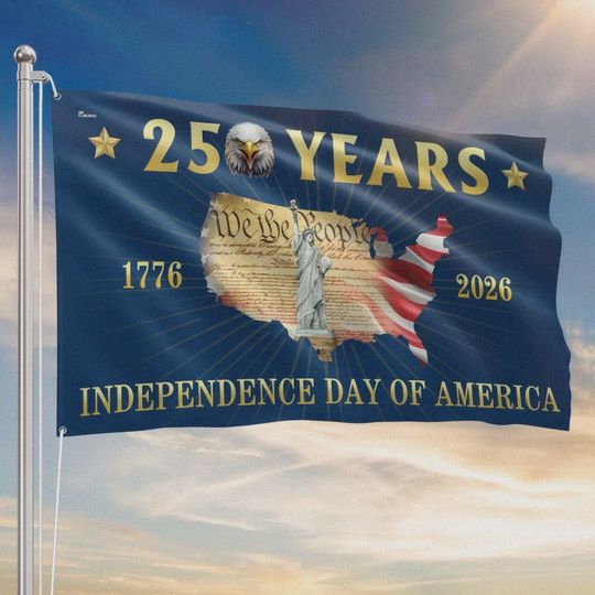 250 Years Grommet Flag - Independence Day of America Map Flag