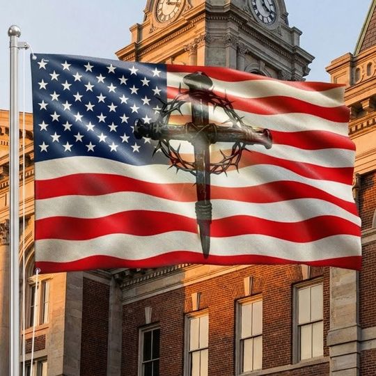 Christ America Patriot Grommet Flag, 250 Years Blessing Nation Under God