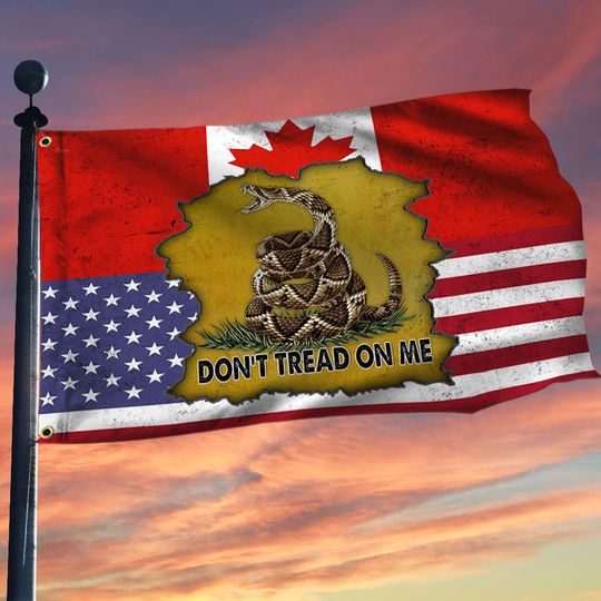 Don't Tread On Me Canadian American Grommet Flag, Freedom Convoy 2022, Truckers For Freedom, Canadian Trucker, Mandate Freedom