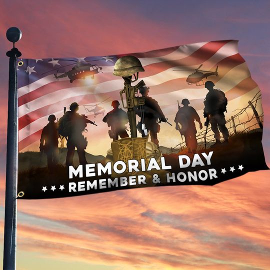 Memorial Day Flag Remember And Honor Veterans Grommet Flag