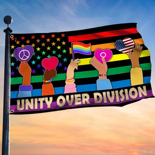 Unity Over Division LGBT Equality Rights Hippie Peace Grommet Flag
