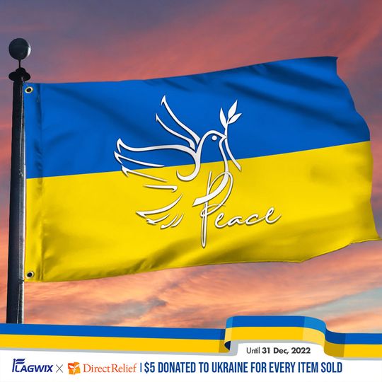 Ukraine Flag Peace Dove Ukraine Grommet Flag