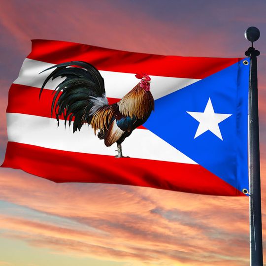 Rooster Puerto Rican Grommet Flag