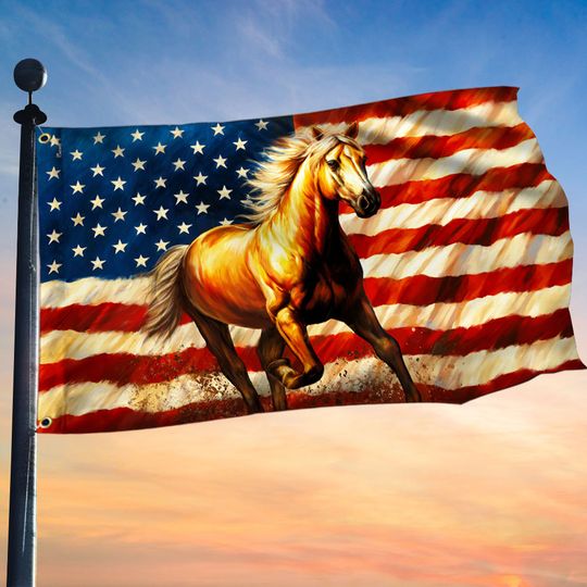 Patriotic Horse American Grommet Flag
