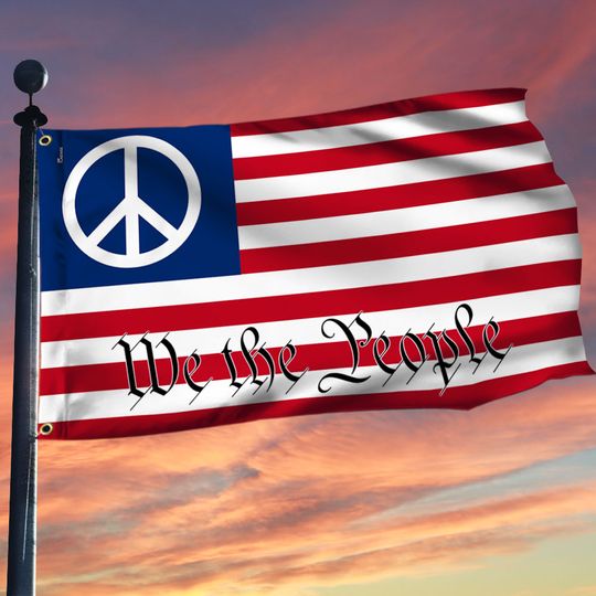 Peace Hippie We The People Grommet Flag