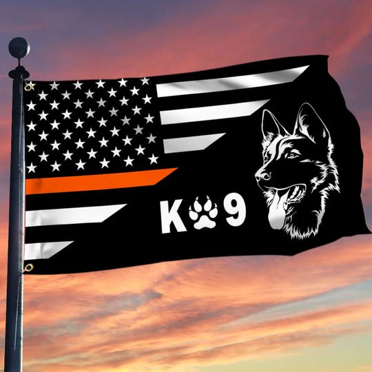 German Shepherd Thin Orange Line Flag