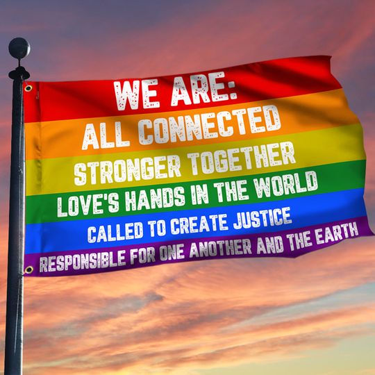 Social Equality LGBT Rainbow Grommet Flag