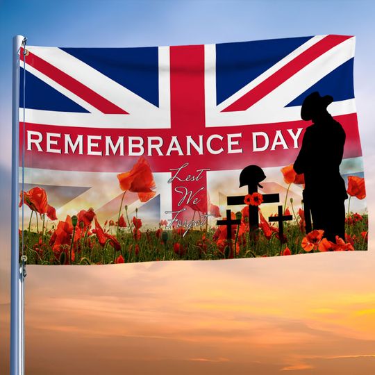 Remembrance Day Union Jack Lest We Forget Grommet Flag