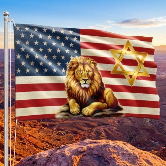 Lion Of Judah Flag, Lion Star Of David Israel American Grommet Flag