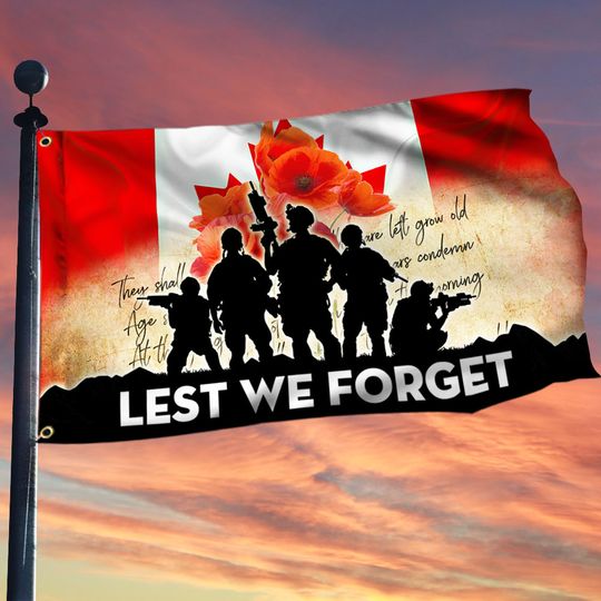 Canada Veteran Lest We Forget Canadian Soldier Grommet Flag