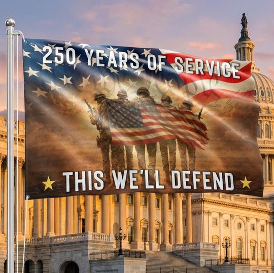 Veterans Day Flag, 250 Years of Service Grommet American Flag