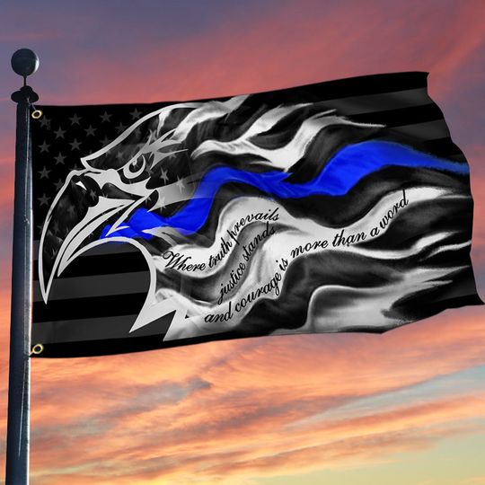 Thin Blue Line Grommet Flag Where Truth Prevails