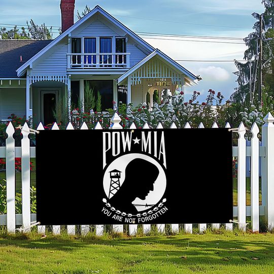 POW MIA Fence Banner – You Are Not Forgotten Outdoor Military Memorial Sign