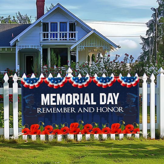 Memorial Day Remember And Honor Fence Banner