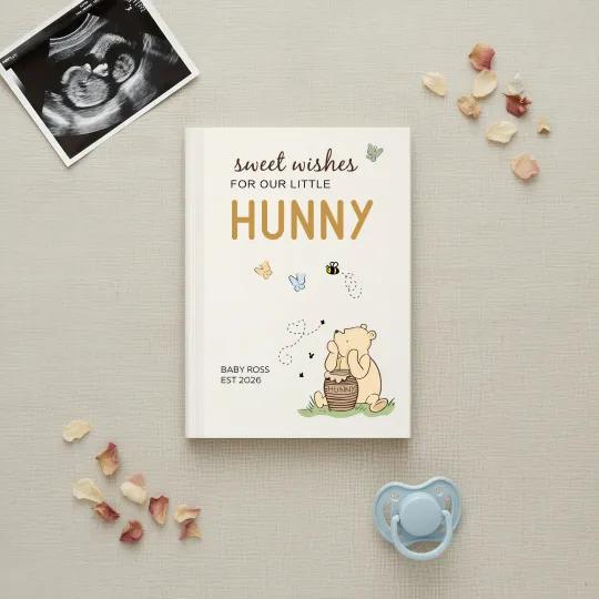 Personalized Classic Winnie the Pooh Sweet Wishes for Our Little Hunny Guestbook with Name and Year Baby Shower Gift for New Parents