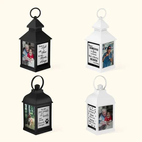 Personalized Memorial LED Light Lantern with Message and Photo Sympathy Bereavement Gift for Family Friend