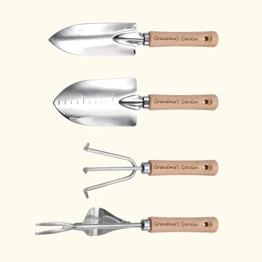 Engraved Name 4 Garden Shovel Tool Set Gardening Gifts