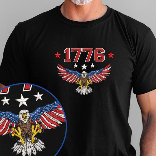 Patriotic T-shirt Eagle America 1776 Embroidered T-Shirt