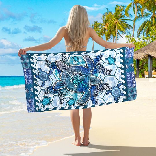 Hawaiian Turtle Polynesian, Sea Turtle Beach Towel