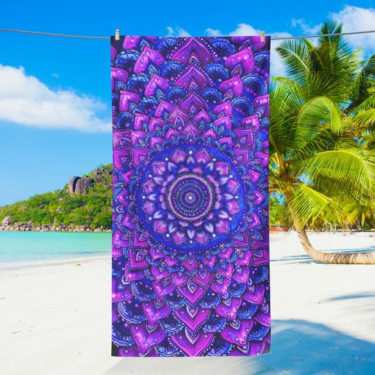 Purple Mandala Bohemian Beach Towel