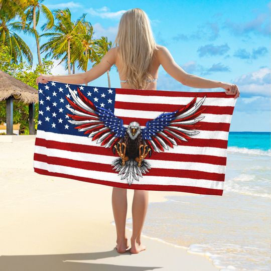 Flagwix American Flag - Patriotic Eagle American Flag 4th Of july Independence Day Beach Towel