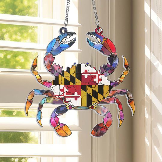 Maryland State Flag Maryland Crab Acrylic Suncatcher Hanging Sign