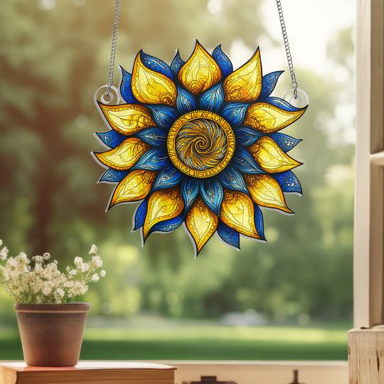 Sunflower Ukraine Peace For Ukraine Acrylic Suncatcher Window Hanging