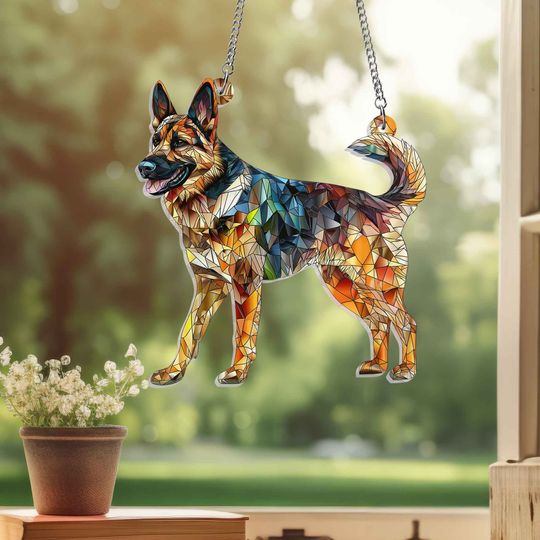 German Shepherd Acrylic Suncatcher Window Hanging