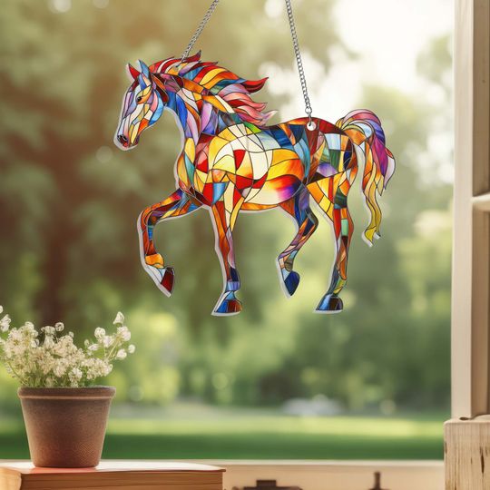 Colorful Horse Equine Lovers Suncatcher Acrylic Hanging
