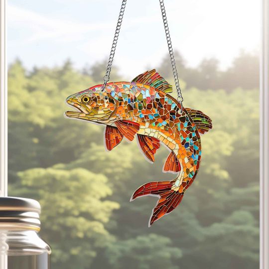 Brown Trout Fish Acrylic Suncatcher Window Hanging
