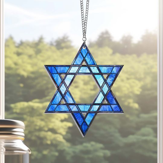 Jewish Star of David Hanukkah Suncatcher Acrylic Hanging Sign
