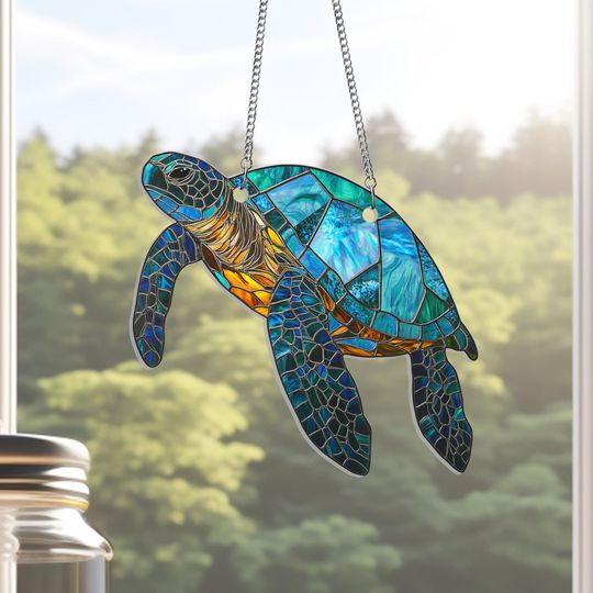 Sea Turtle Acrylic Suncatcher Hanging Sign