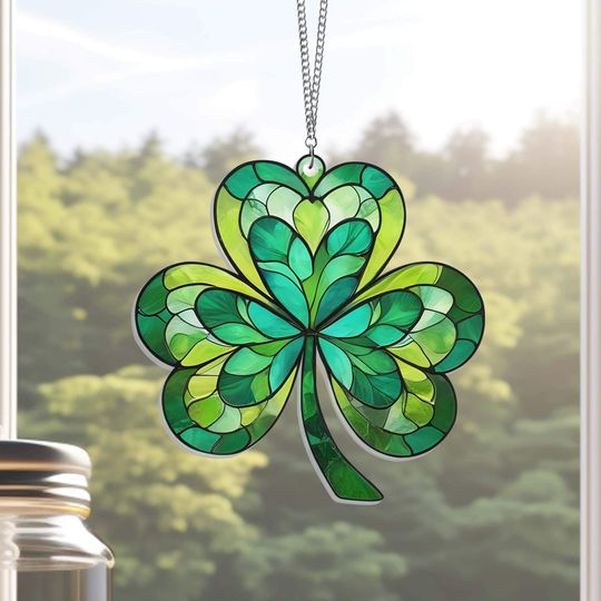Shamrock Irish Saint Patrick's Day  Suncatcher Acrylic Hanging