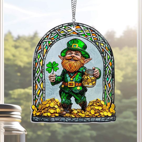 Leprechaun Irish Happy St. Patrick's Day Acrylic Suncatcher Hanging