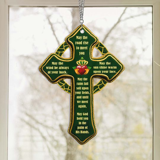 Irish Blessings Irish Celtic Cross Acrylic Suncatcher Hanging Sign