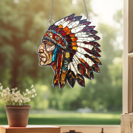 Native American Suncatcher Acrylic Hanging Sign