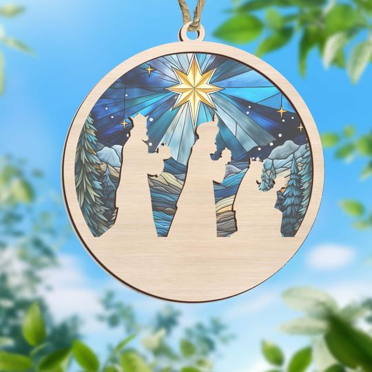 Christmas Ornament, Three Kings Christmas Three Wise Men Suncatcher Ornament