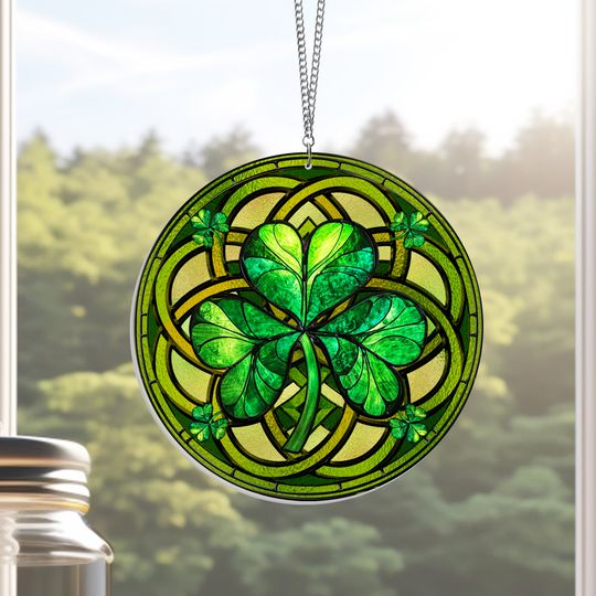 St Patrick’s Day Irish Shamrock Acrylic Suncatcher Hanging Sign