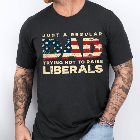Father's Day Gifts, Tee For Dad, Liberal American USA Flag T-shirt
